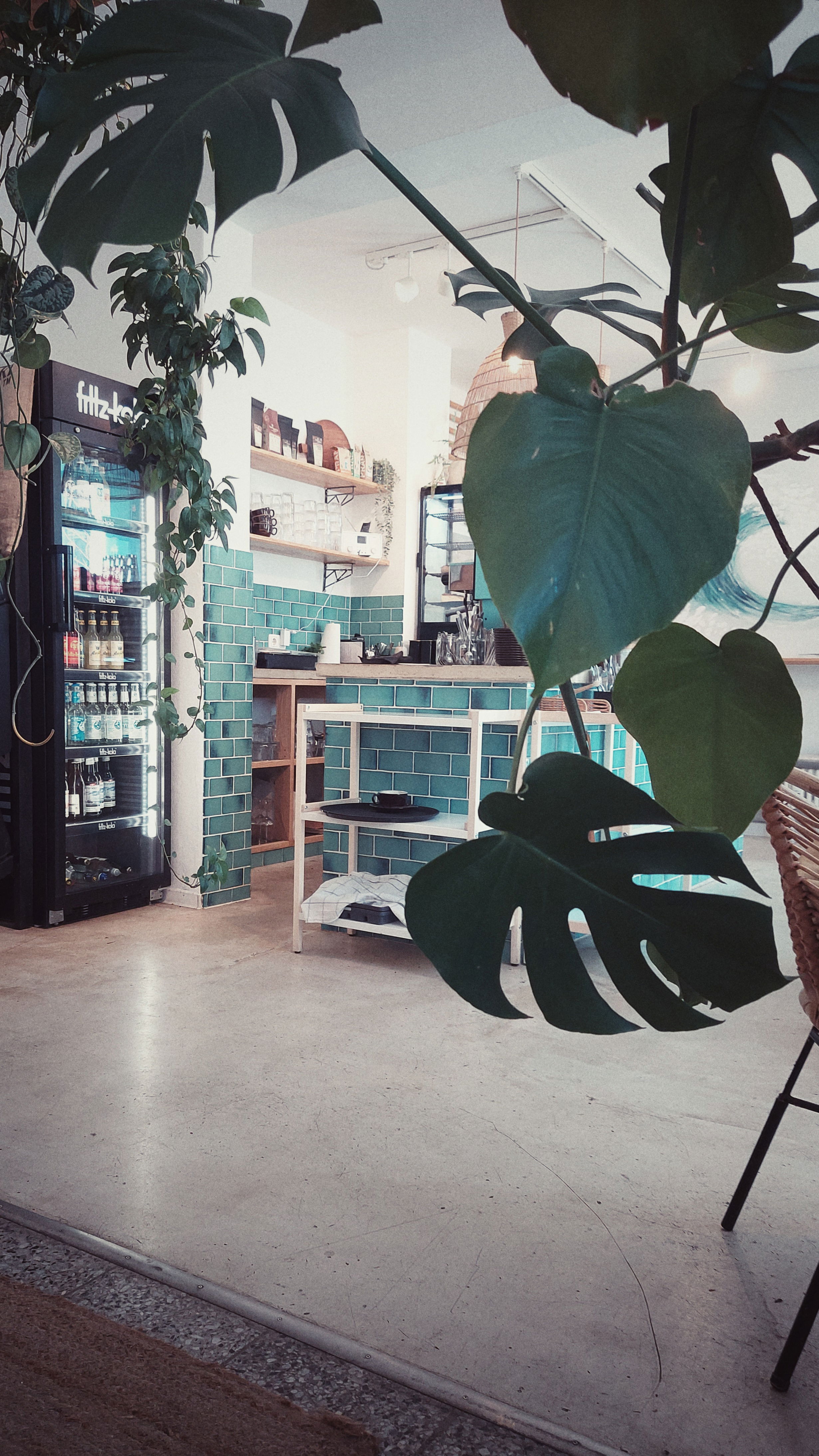 The inside of an almost empty Caf&eacute;. 