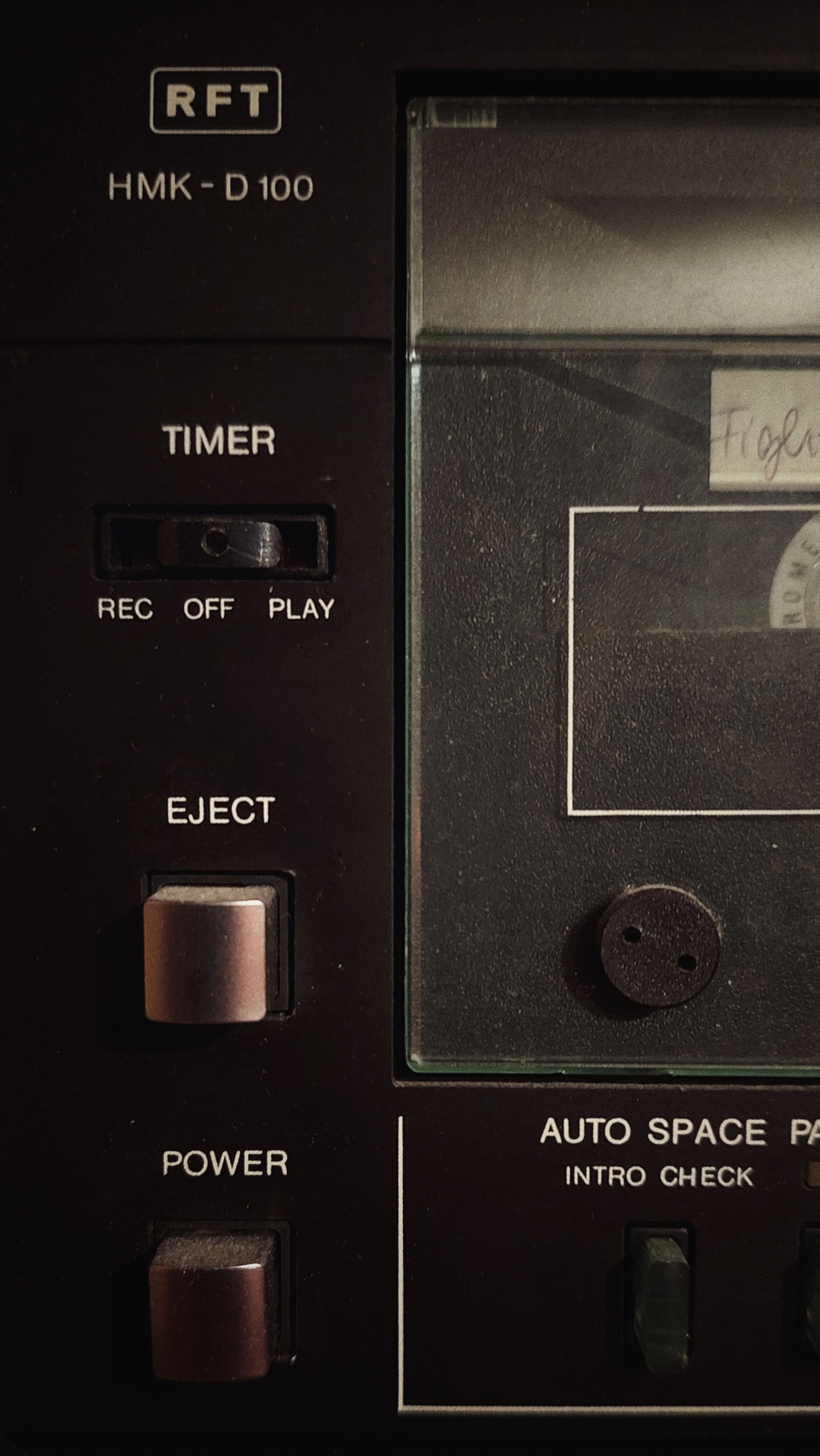 East German tape deck, closeup of some controls.